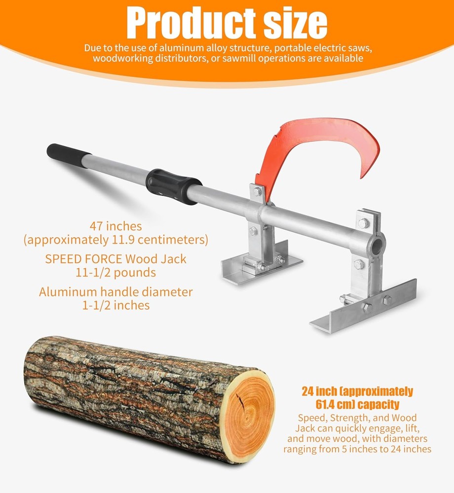 47 Inch TimberJack Forestry/Logging/Log Jack/Chainsaw/Log Lifter/Cant Silver