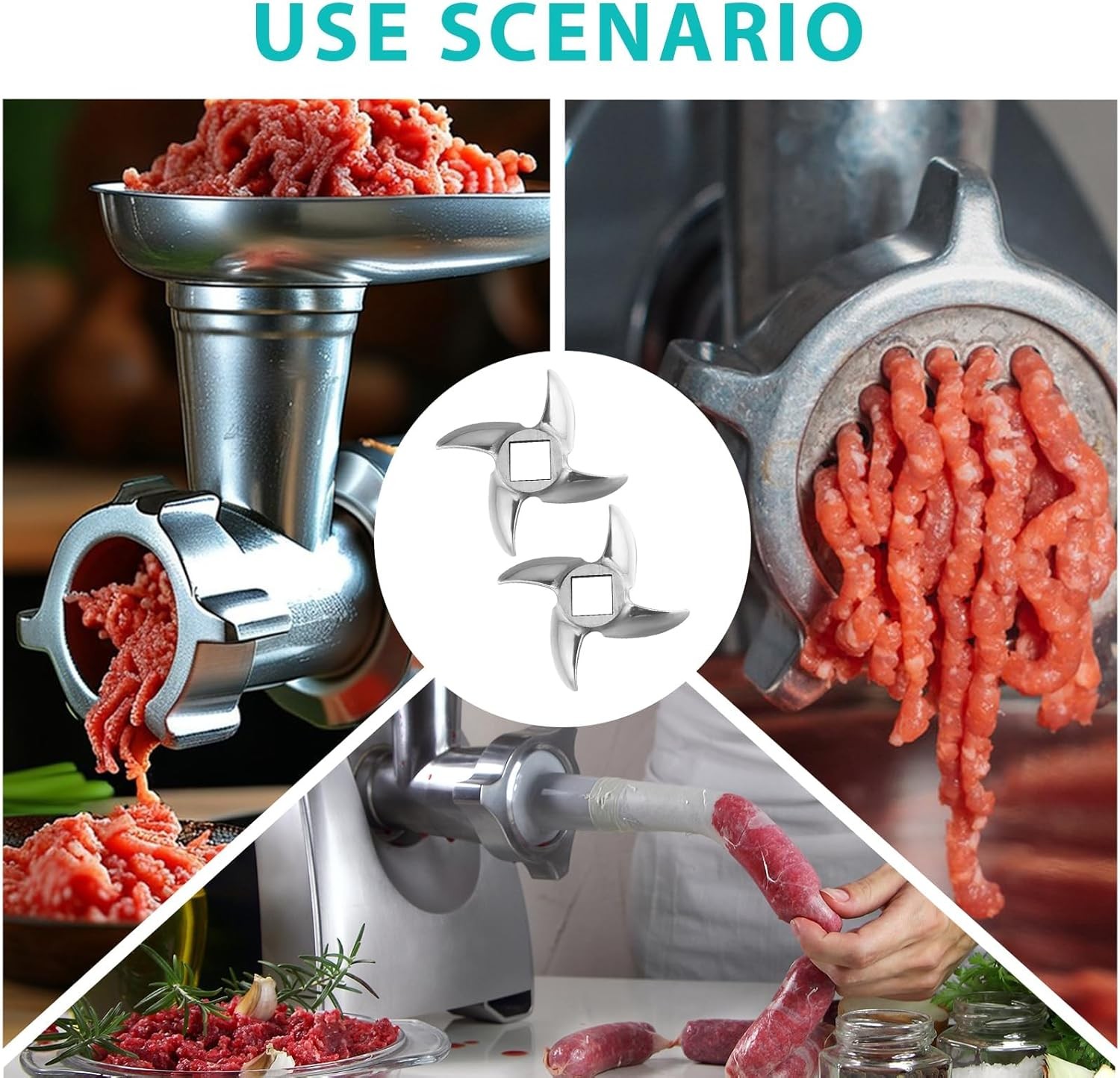 2 Pc 22 Meat Grinder Blade, Meat Grinder Replacement Parts Stainless Steel