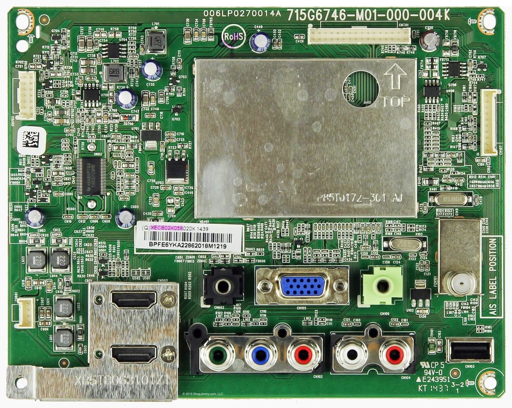 Vizio 756XECB02K058 Main Board for E280-B1 (LTT3PRFQ)