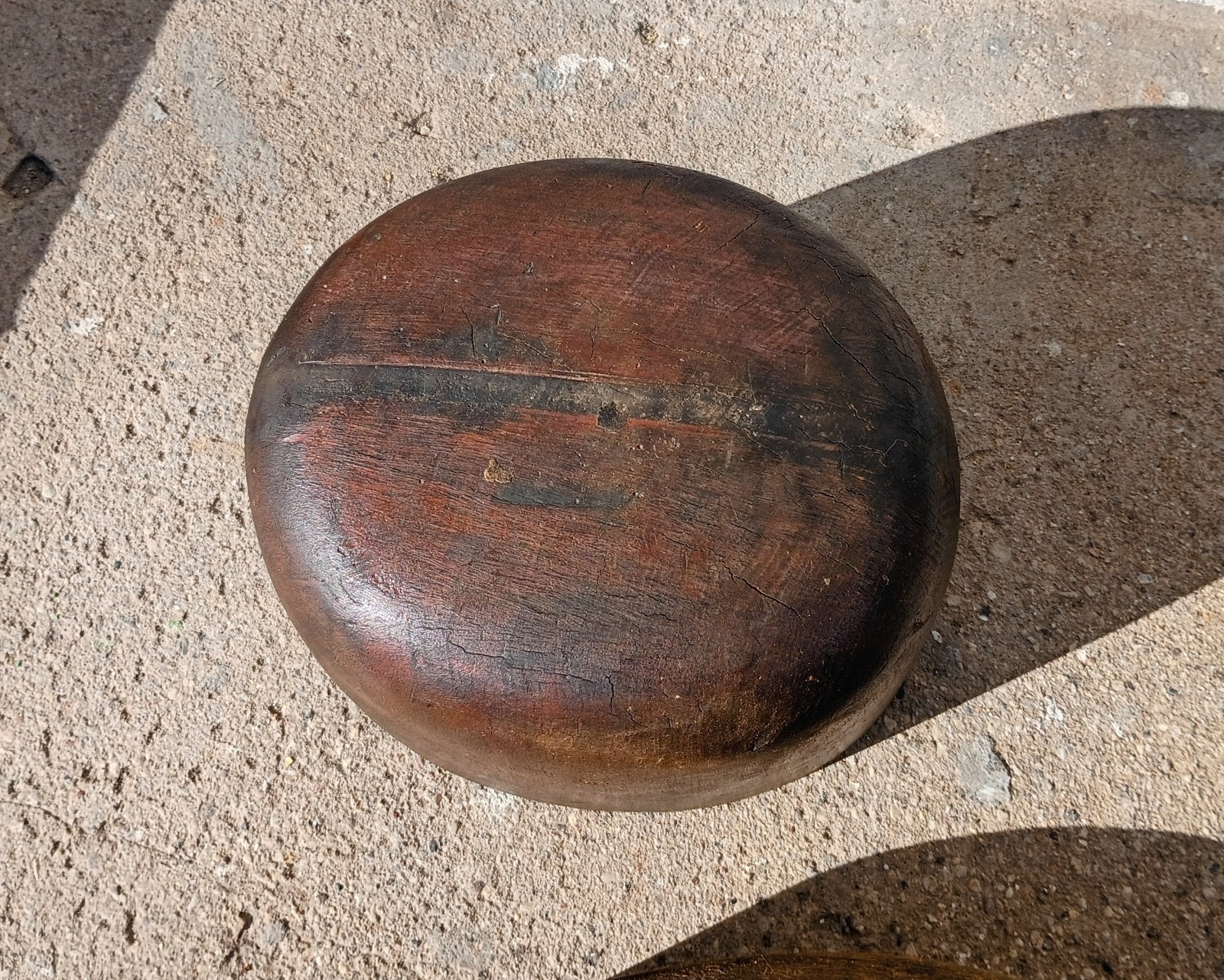 Antique Primitive Amish Solid Wood Millinery Block Dome 2 Piece Hat Form R475
