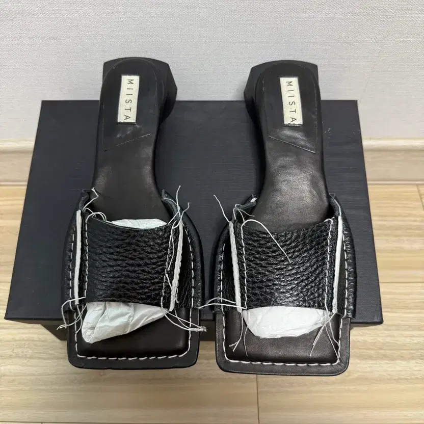Miista Black Square Toe Mule Size 38, Repaired Sole