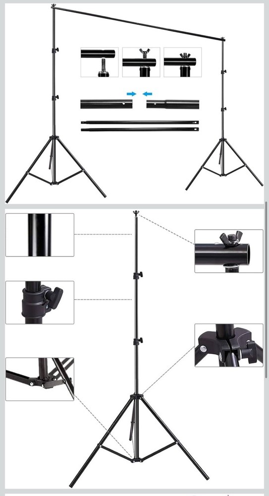 8x8ft Adjustable Background Holder, Back Drop Stand Support Kit w/ Carry Bag