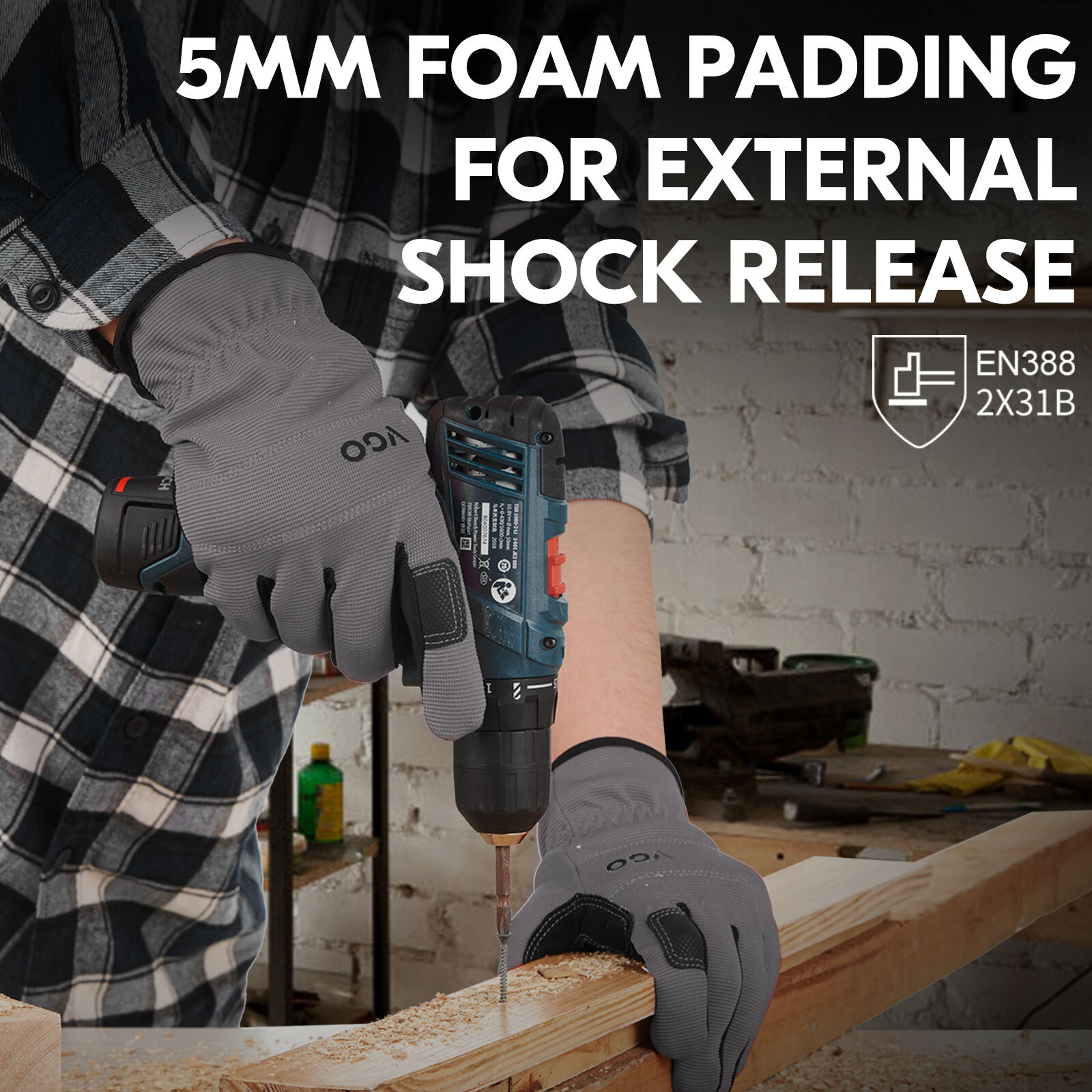 Vgo 1/3Pairs Synthetic Leather Work Gloves, Light duty Mechanic Gloves(NB7581)