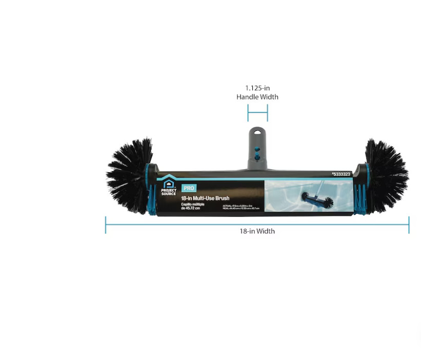 Project Source 18-in Plastic Wall brush Pool Brush Safe for Concrete Surfaces
