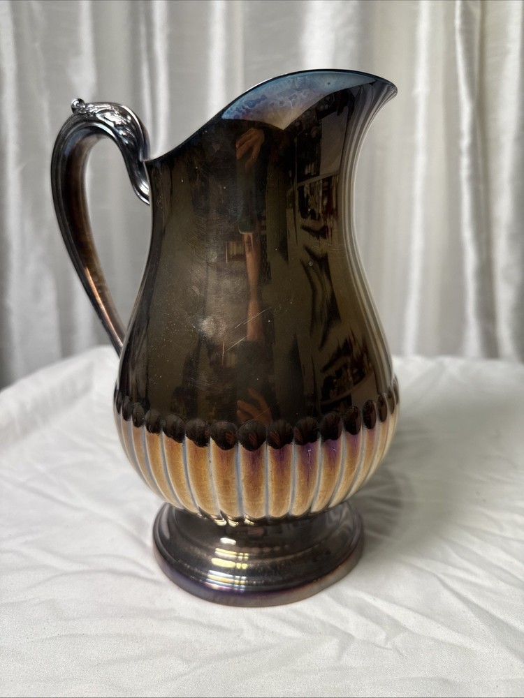 Vintage Towle Silver Plated Water Pitcher With Ice Guard 9.25”