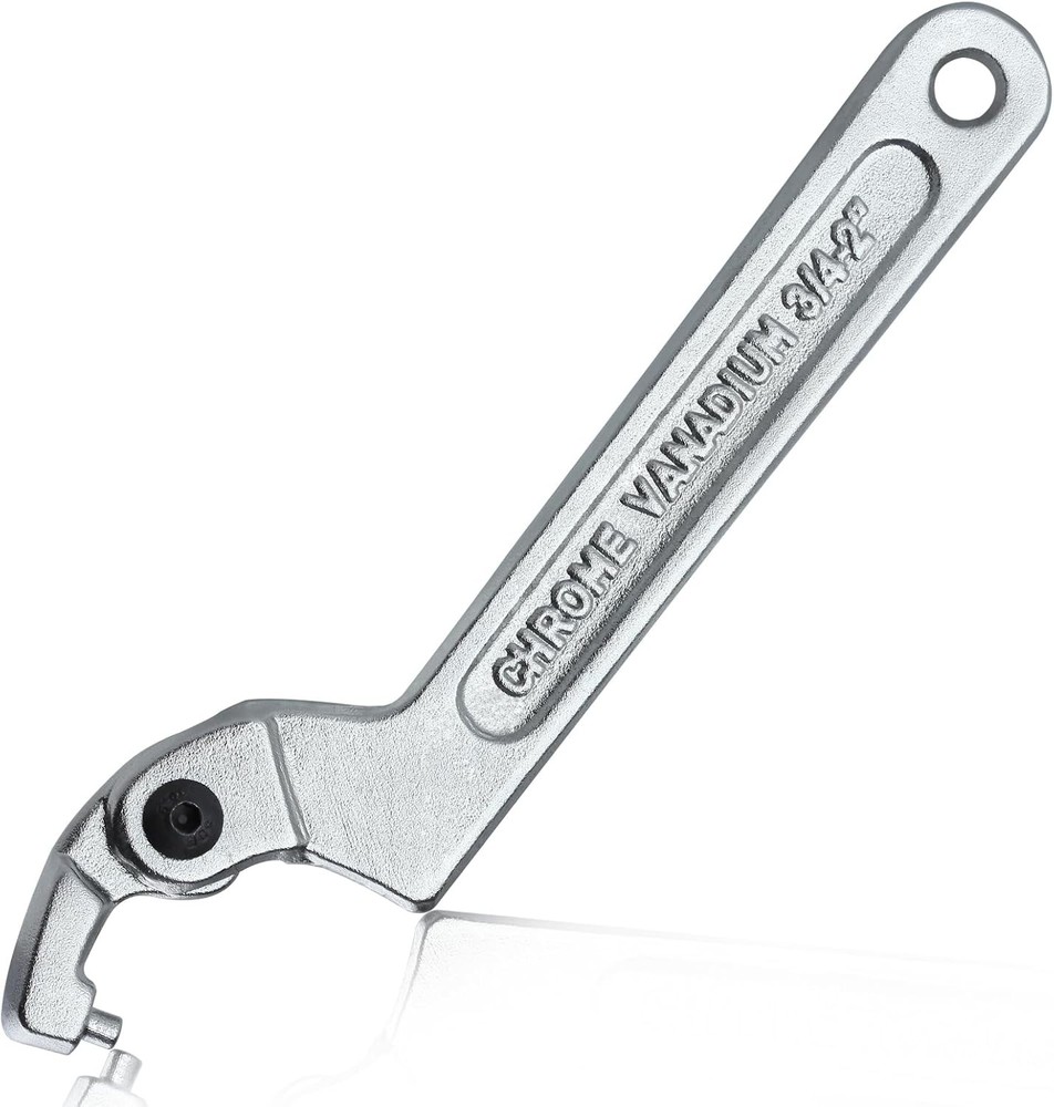Adjustable C Spanner Hook Wrench Tool Pin 19-51mm (3/4-2"), Silver