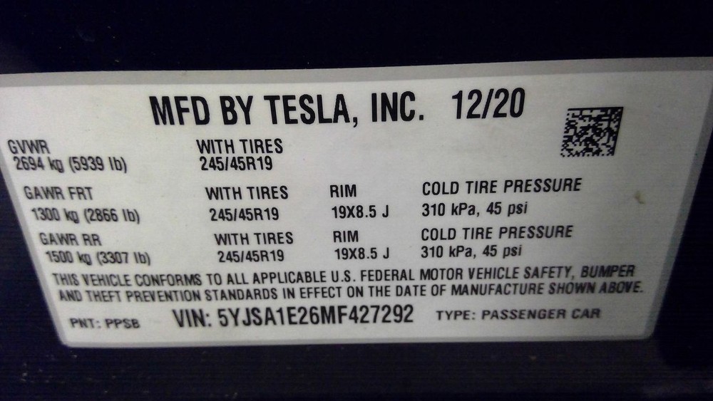 2021 Tesla S Rear Propulsion Unit 3073248