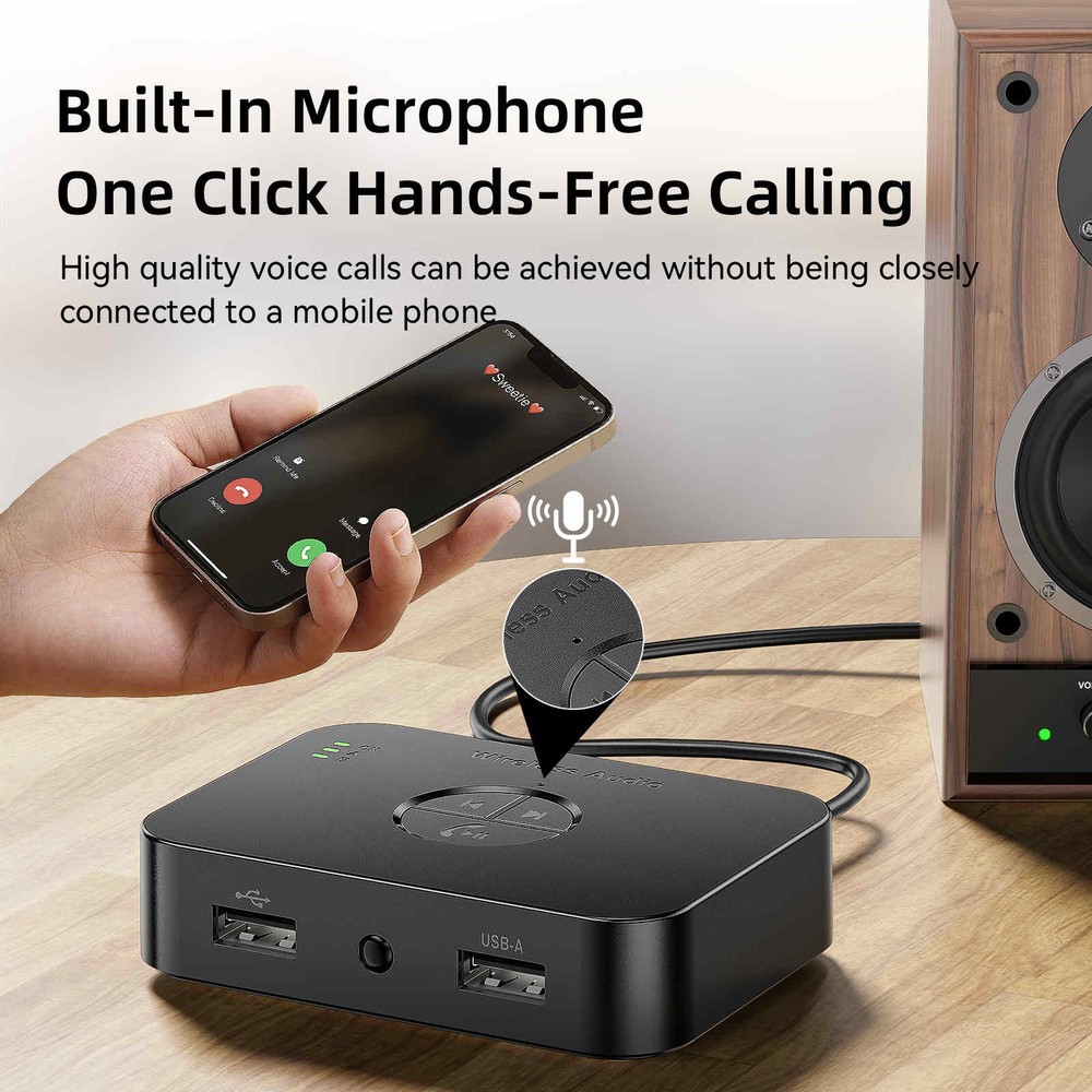 Dual USB Interface Bluetooth 5.4 Receiver Wireless Audio Adapter For home stereo