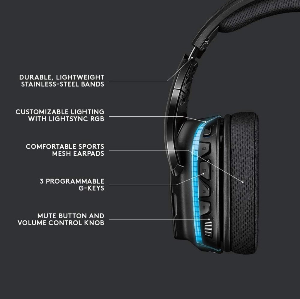 Logitech G635 LIGHTSYNC Surround Sound Gaming Headset - Black