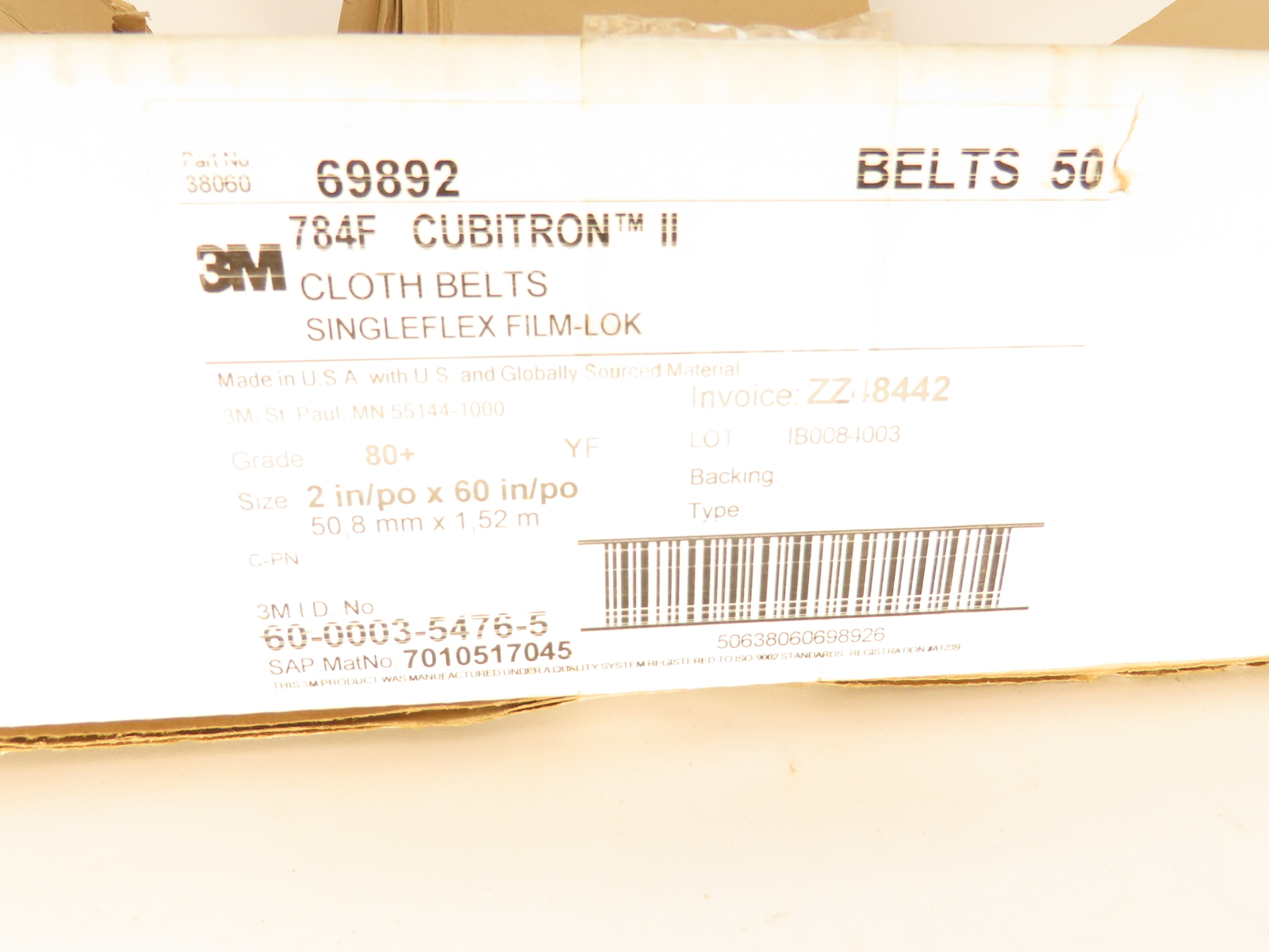 3M 69892 Cubitron II Cloth Belts Singleflex Filmlok 80 Grit Lot Of 50 Belts