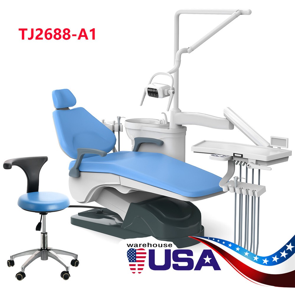 FDA Dental Unit Chair Computer Controlled DC Motor PU Hard Leather + Stool