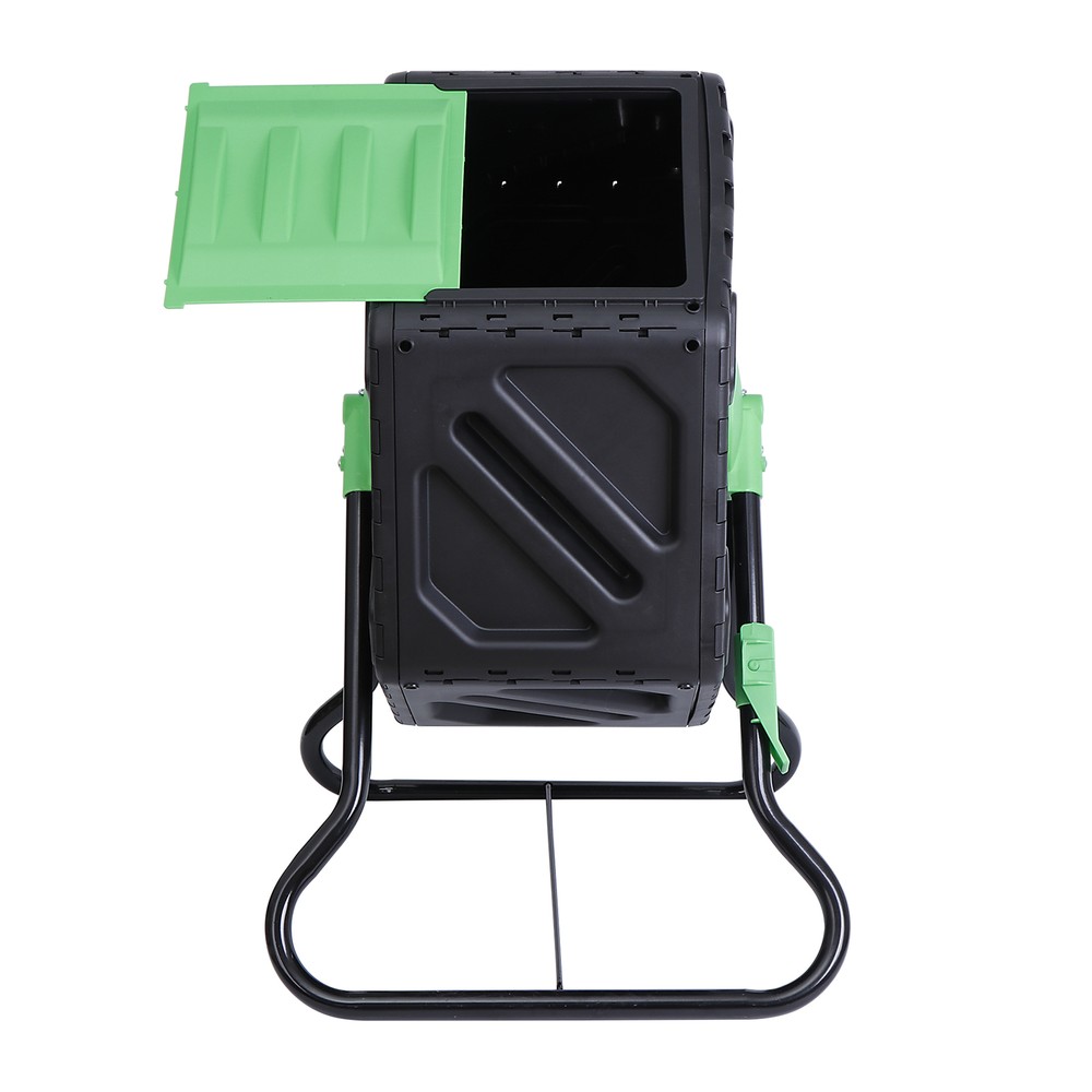 Garden Rotating Remixing Tumbling Composter Container, 18.5 Gallon Black