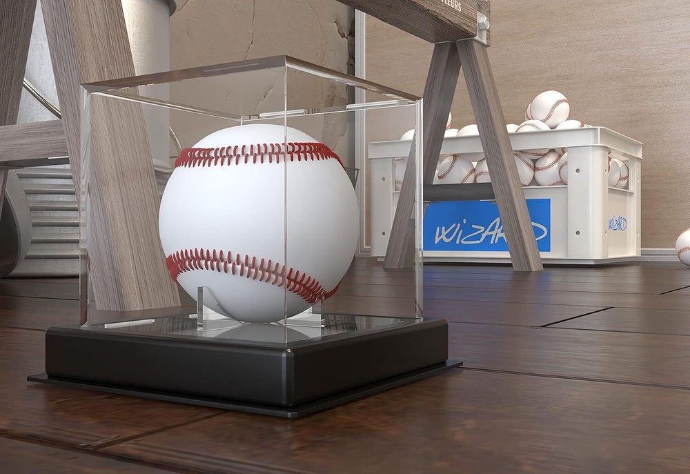 2Pcs Baseball Display Case Acrylic Cube - UV Protected Acrylic Baseball Holder