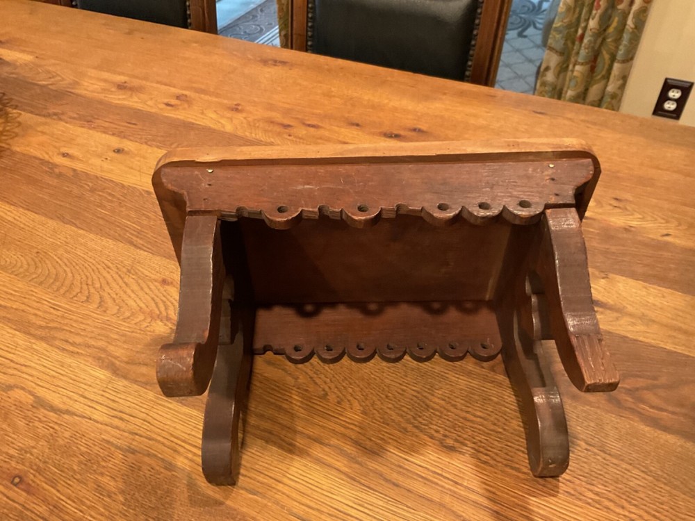 ANTIQUE HANDMADE SOLID WOOD ORNATE SCROLLWORK FOOT STOOL