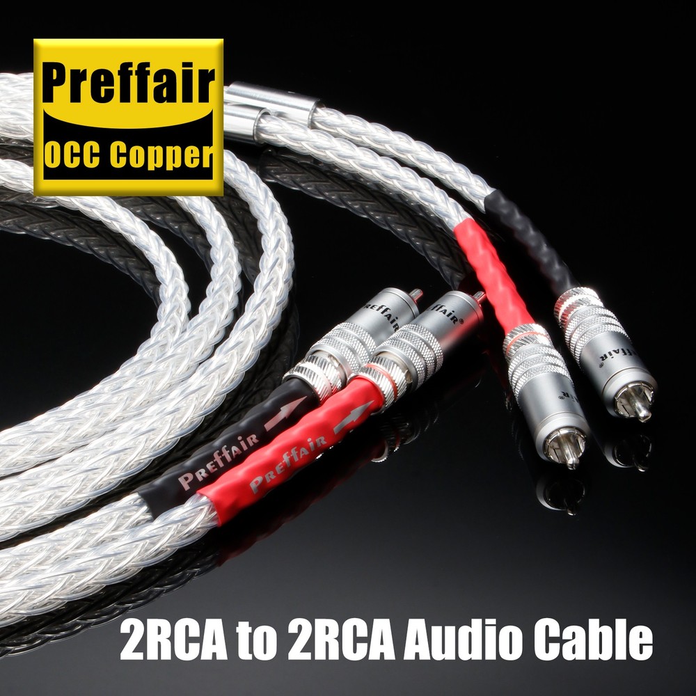 Pair 7N Silver Plated OCC Copper Wire HiFi Audio Signal Interconnect 2RCA Cable