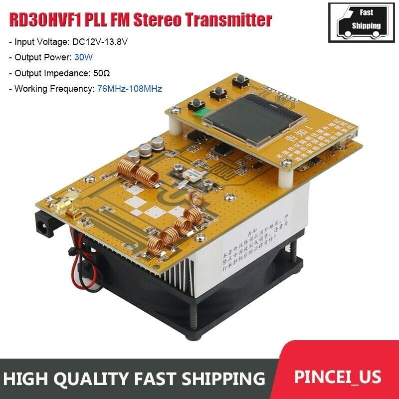 30W 76MHz-108MHz PLL FM Stereo Transmitter Digital Radio Transmitter pc66