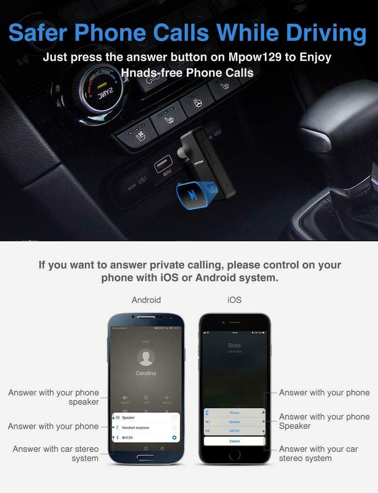 Adaptador de Auto Auxiliar Portátil para Receptor Bluetooth para Música Mp3