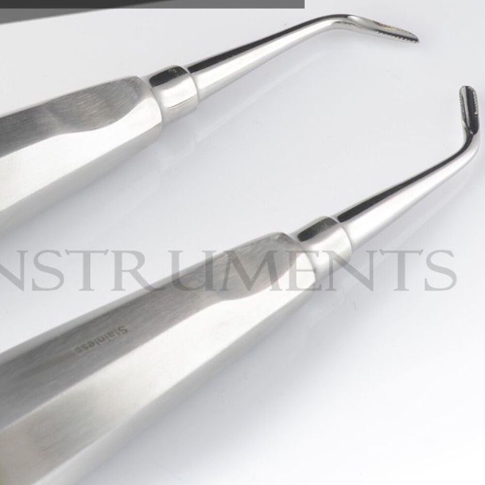 2 Pcs Right Left Dental Extracting Extraction Root Barbed Edge Serrated Elevator