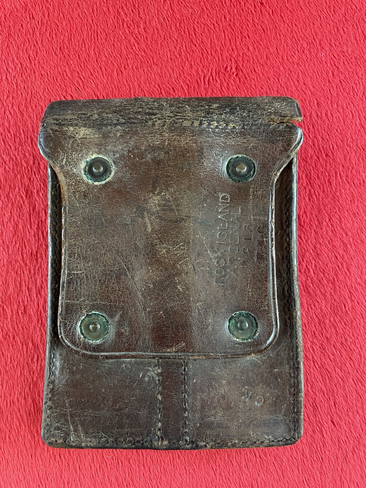 WWI US Army .45 Ammo Pouch R.I.A. 1913 Rimless Eagle Snap Colt Leather Magazine