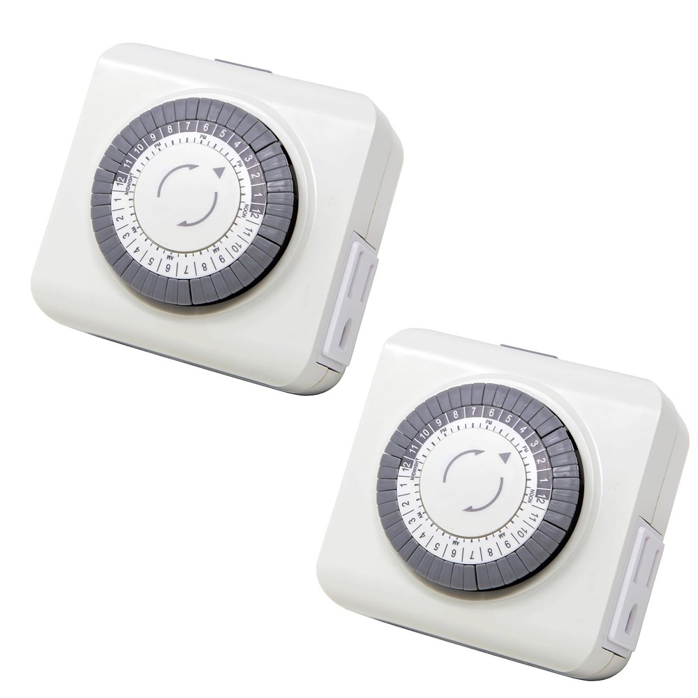2 Pack 110-125V 3-Pin Timer Plug For Equipment Control 24-Hour Switch Device