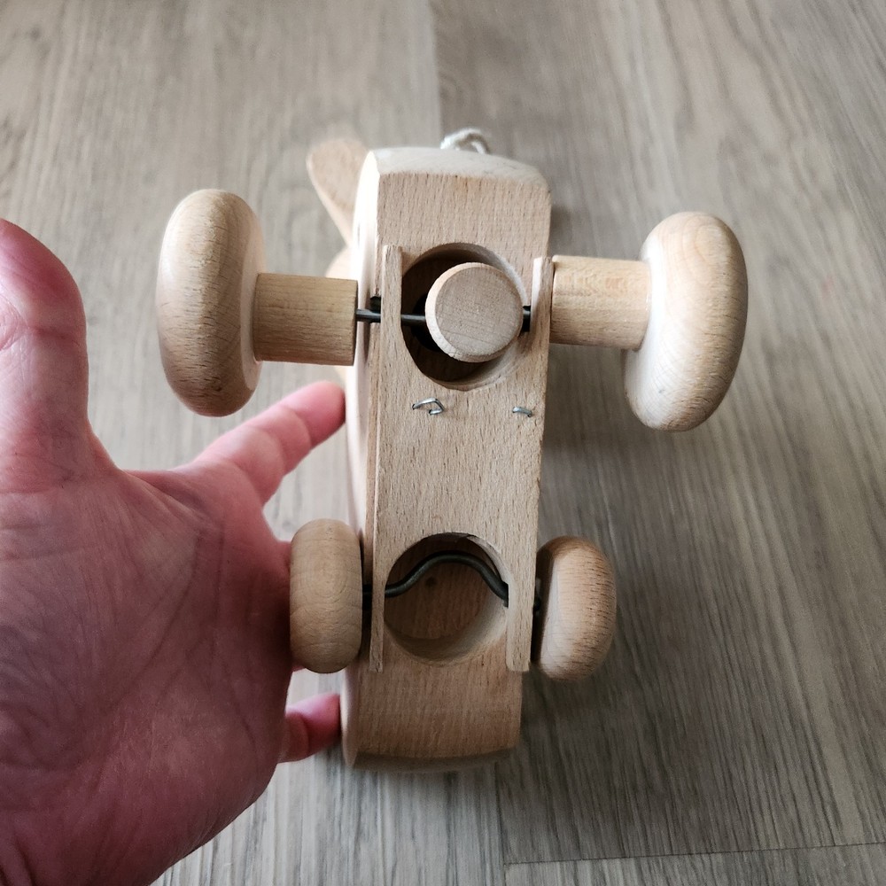 Vintage Czech Wooden Duck Pull Toy Solid Wood Educational Primitive READ