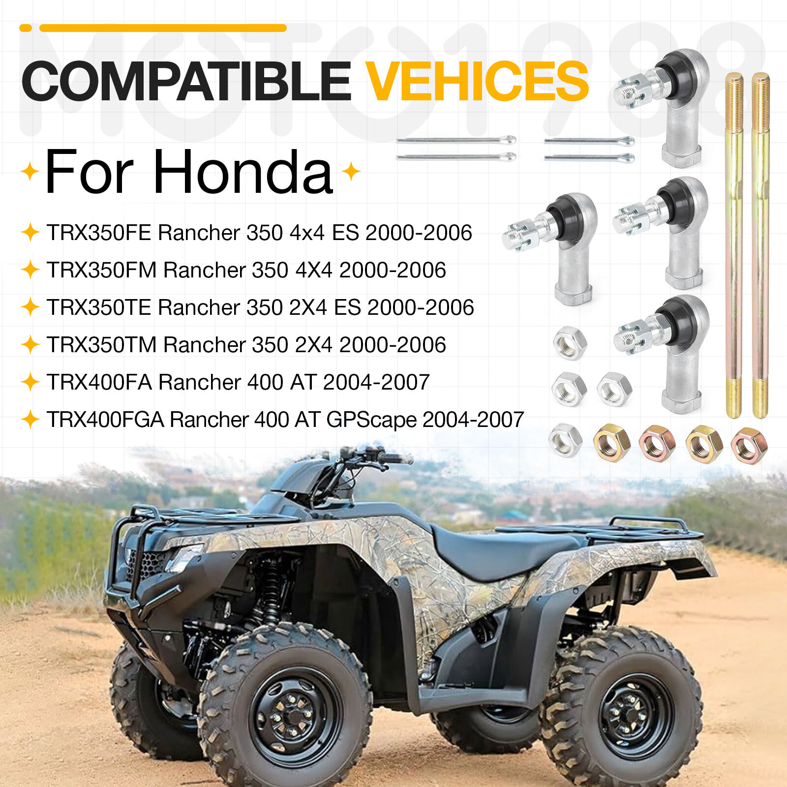 Tie Rods with End Kit for Honda Rancher 350 TRX350 400 TRX400 ATV 53158-HP5-003