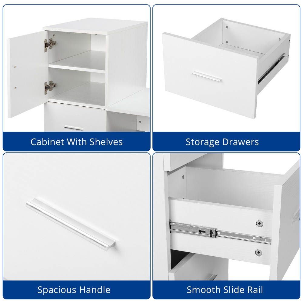 White embossed chipboard computer desk with 2 power sockets