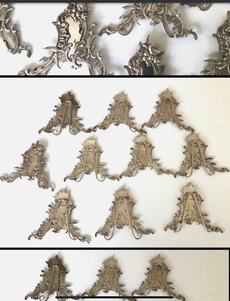 silver German solid silver card menu or name Holder Rococo 10/PS