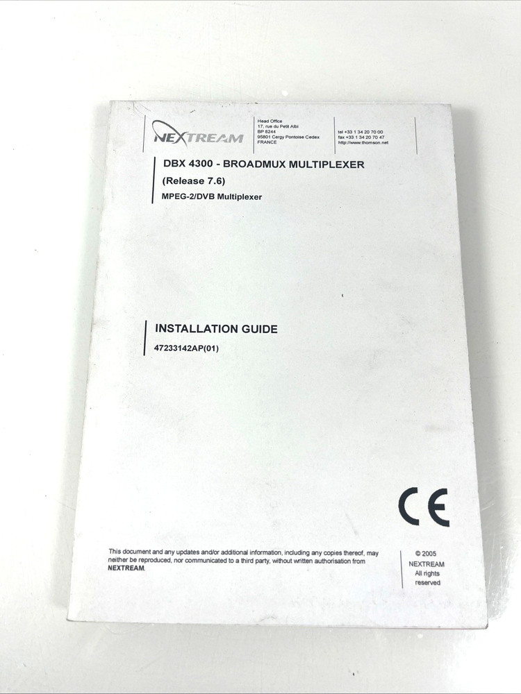 Nextream DBX 4300 Broadmux Multiplexer Installation Guide Manual