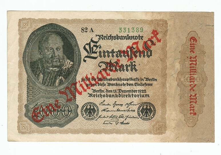 GERMANY REICHSBANKNOTE 1 BILLION MARK BERLIN 1922