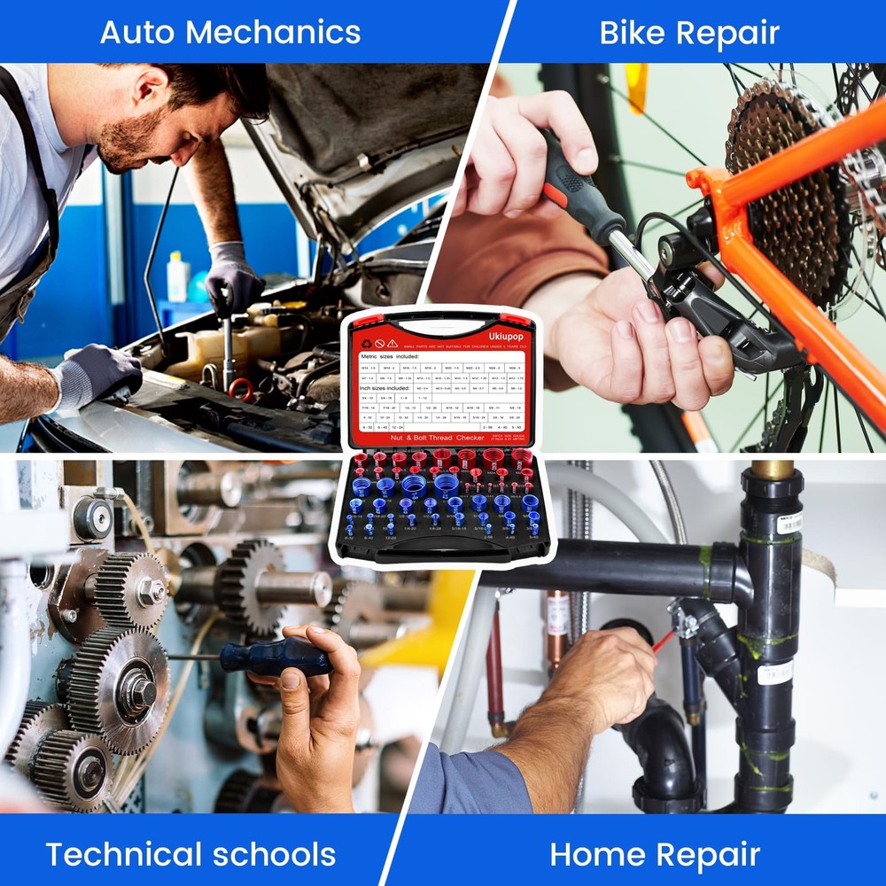 50PCS Thread Checker Kit – SAE & Metric Bolt Thread Checker, Nut & Bolt Size ...