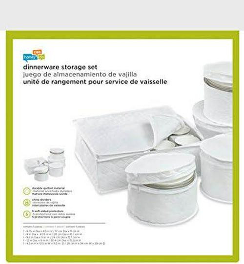 5-Piece Dinnerware Storage Set with Zipper Cushioned Quilted White NEW