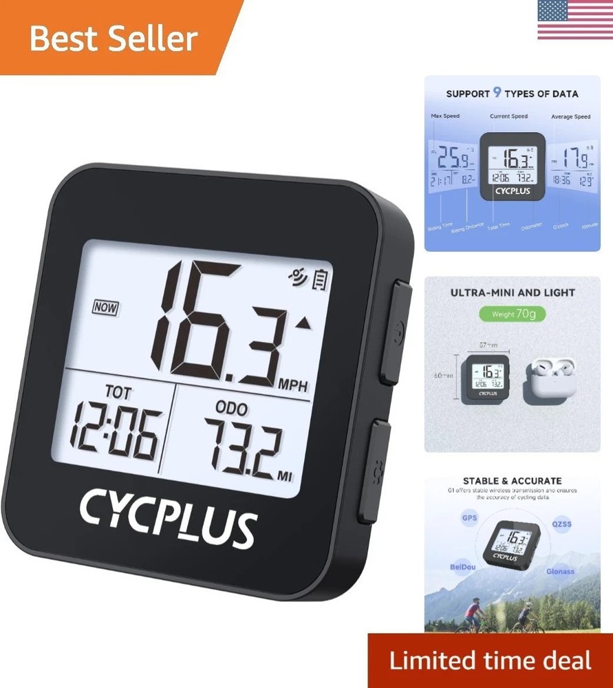Dynamic GPS Cycling Computer - Wireless Speedometer with Automatic Backlight