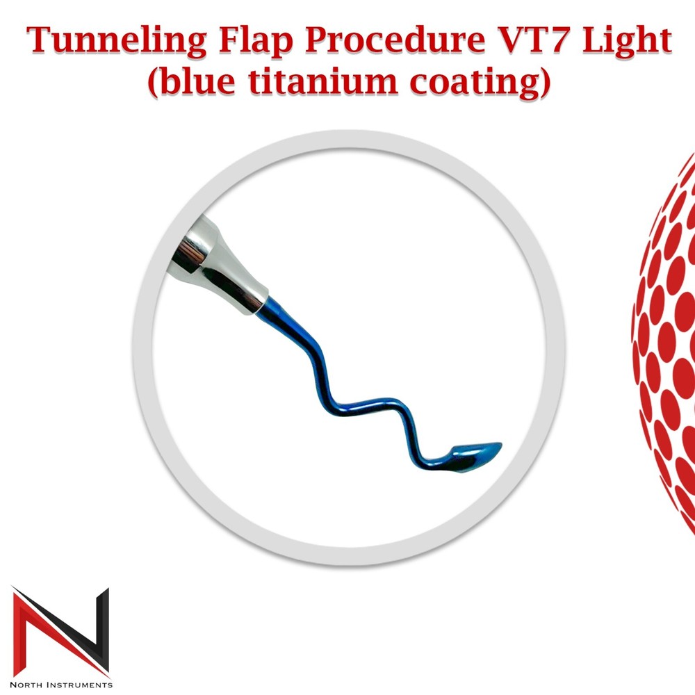 Tunneling Flap Procedure VT7 Light Blue Titanium Coated Elevators Dental Tools
