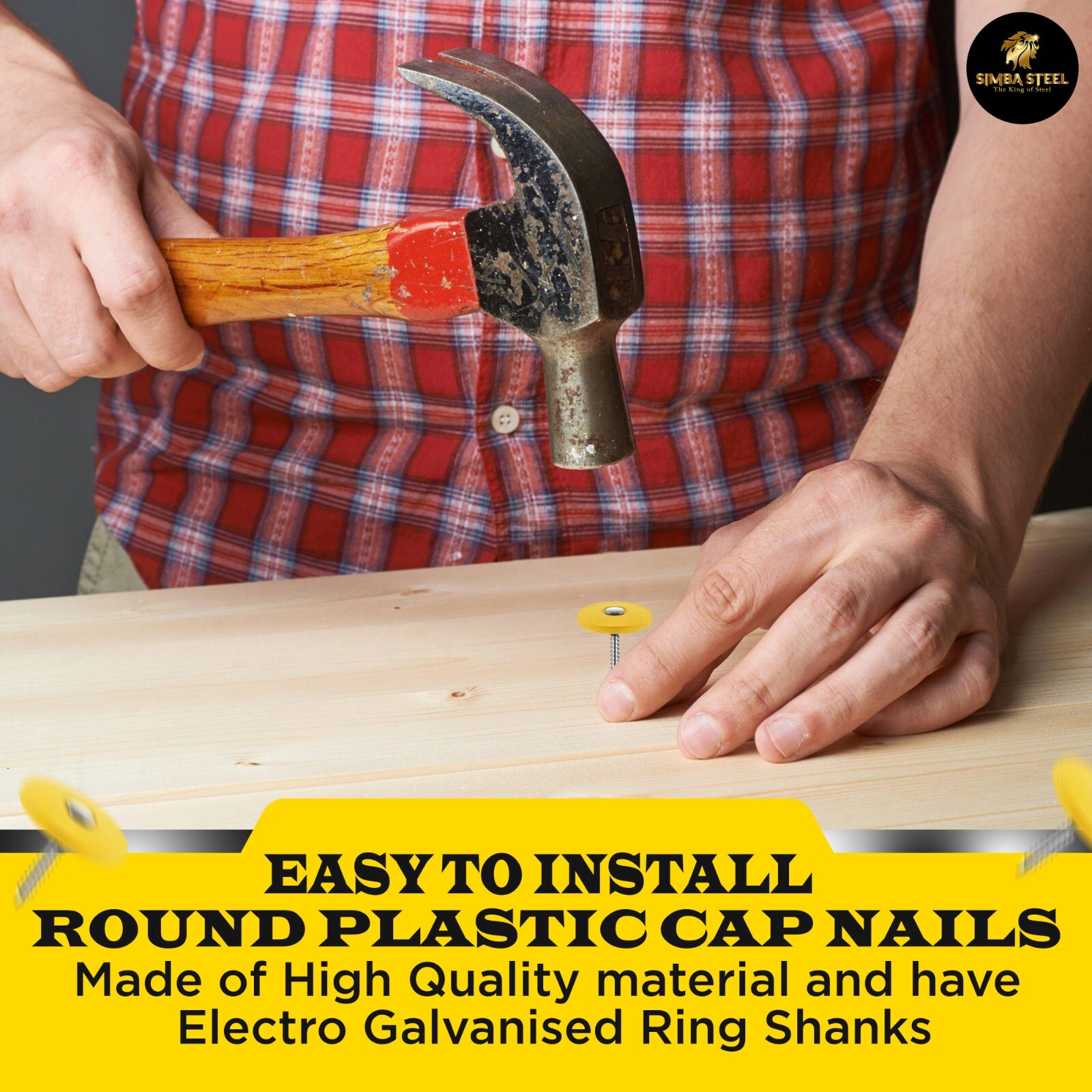 #12 x 1 in. Plastic Round Cap Roofing Nail (2,000-Pack) SimbaSteel