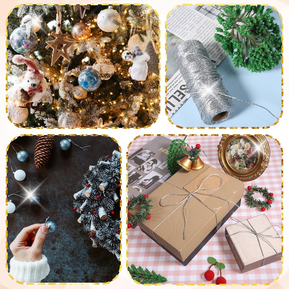 110 Yards Silver String for Ornaments, Silver String for Crafts, Non Stretch ...