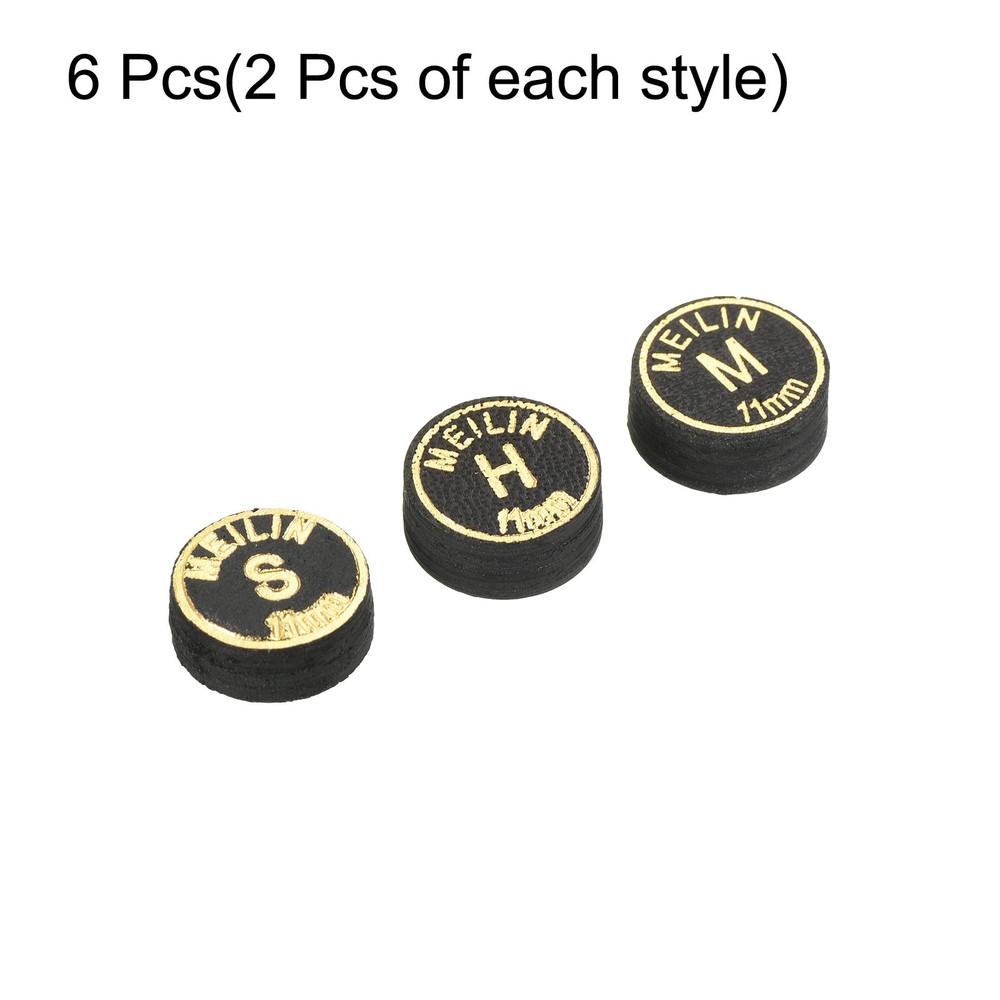 11mm Billiard Stick Tips Kit, 6 in 1 H,M,S Multiple Layer,Black