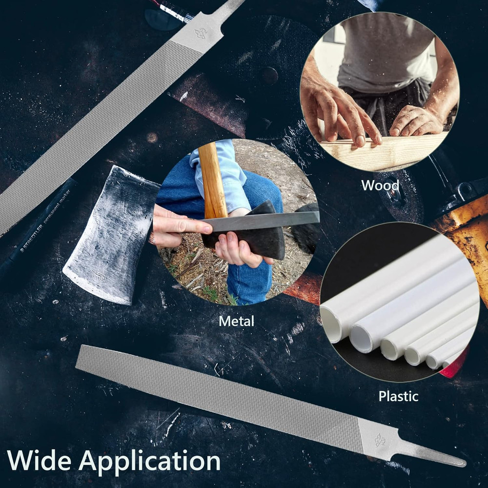 Axe File Sharpener Set 2PCS 8Inch, Flat Metal Axe File Rectangular Cut Mill Smo