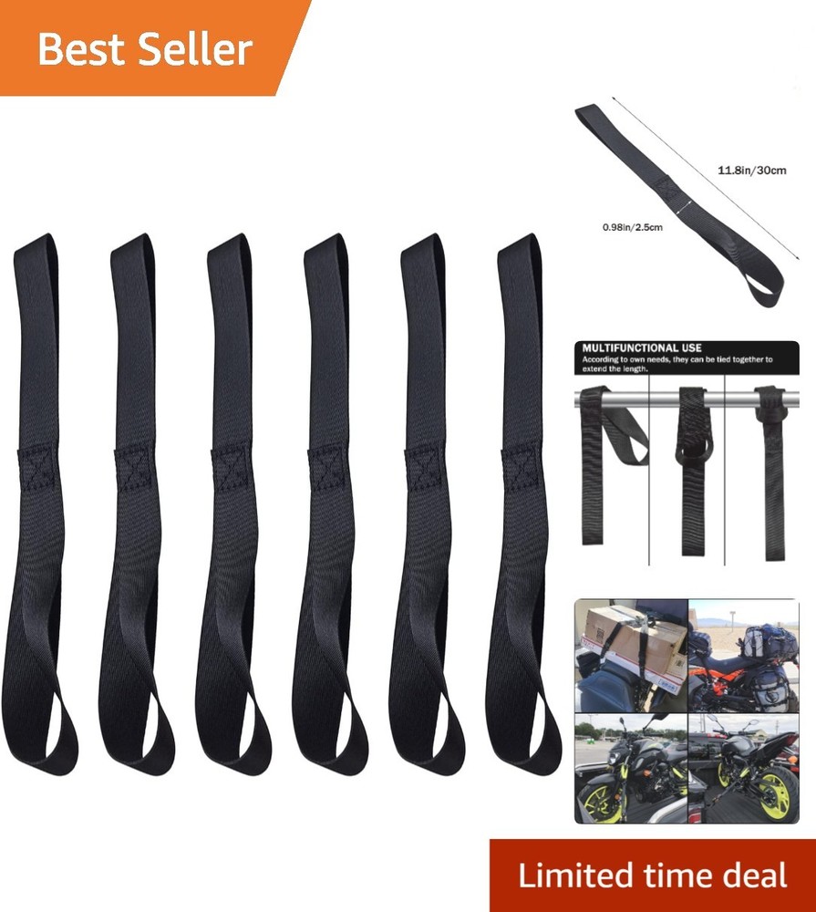 6 Pack Black Soft Loop Tie Down Straps, 1500Lbs Load Capacity - Secure Your ATV