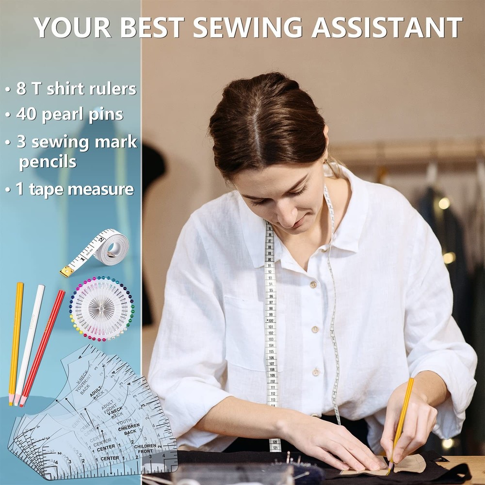 Tshirt Ruler Guide for Vinyl Alignment- OURJOY 13Pcs Alignment Tool to Center...