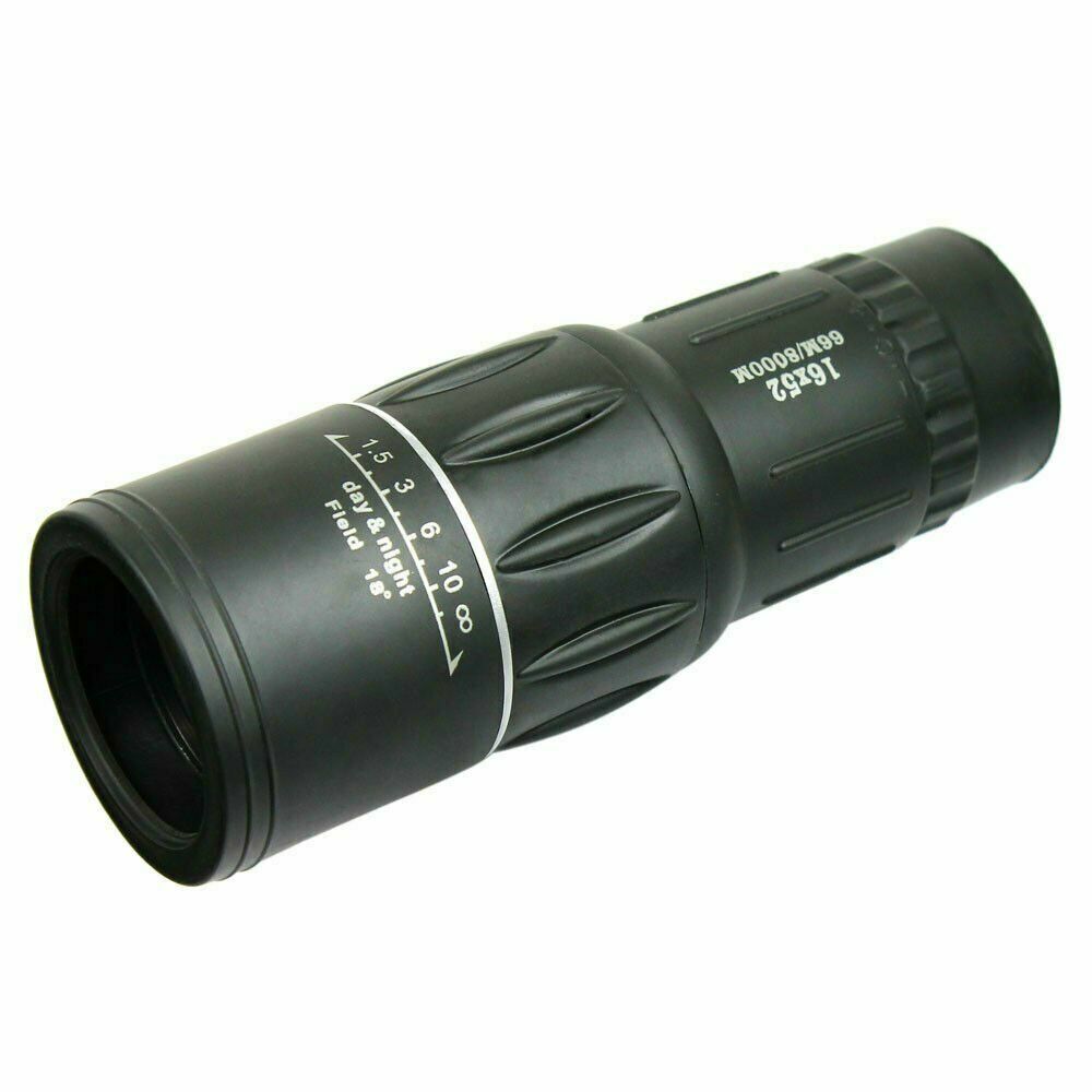 16X52 Monocular Zoom Dual Focus Rubber Armored Telescope for Hunting / Camping