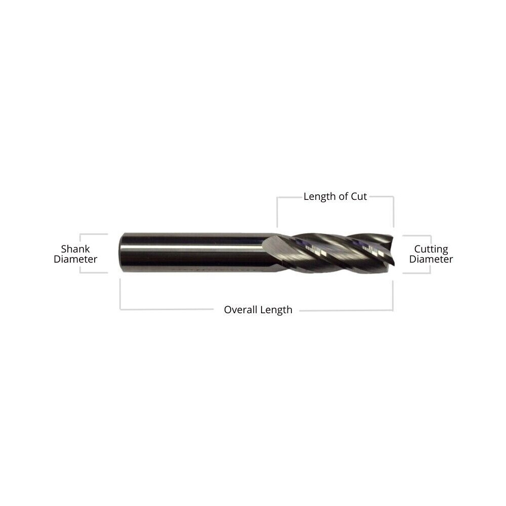 5 PCS 3/16" 4 FLUTE CARBIDE END MILL