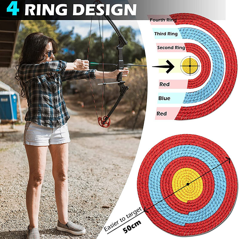 50cm Archery Straw Target Board Solid Bow Arrow Shooting Practice Outdoor Sport