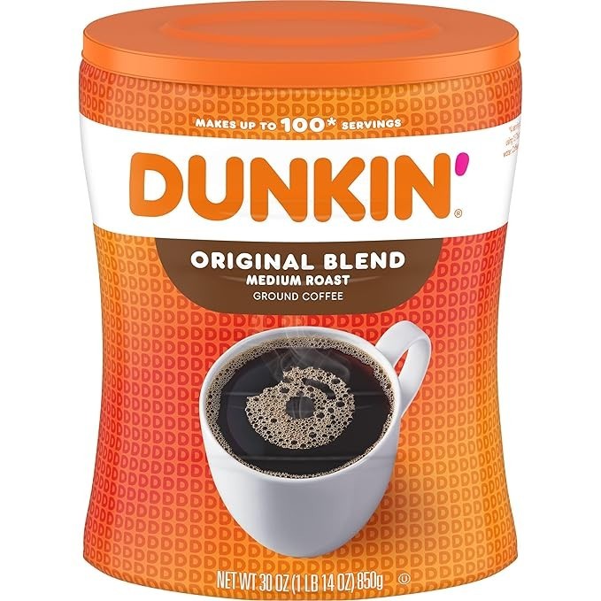 Dunkin’ Original Blend Medium Roast Ground Coffee, 30 oz Canister