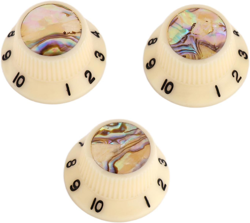 Ivory Guitar Abalone Top Volume Tone Control Knobs Fit Stratocaster Strat