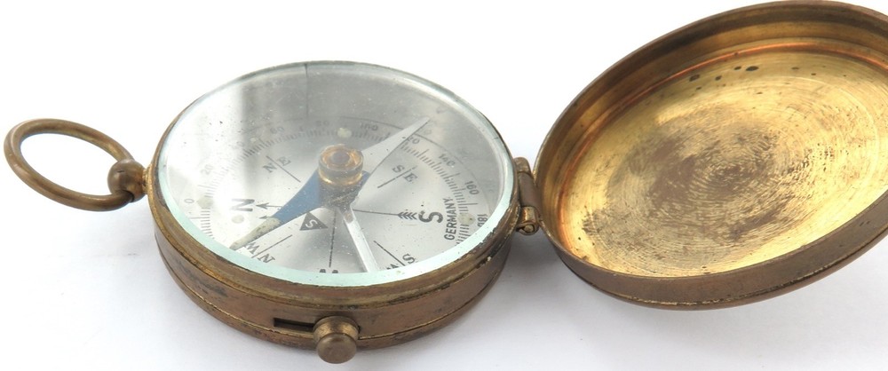Vintage German Made Largish Hand Held Compass.