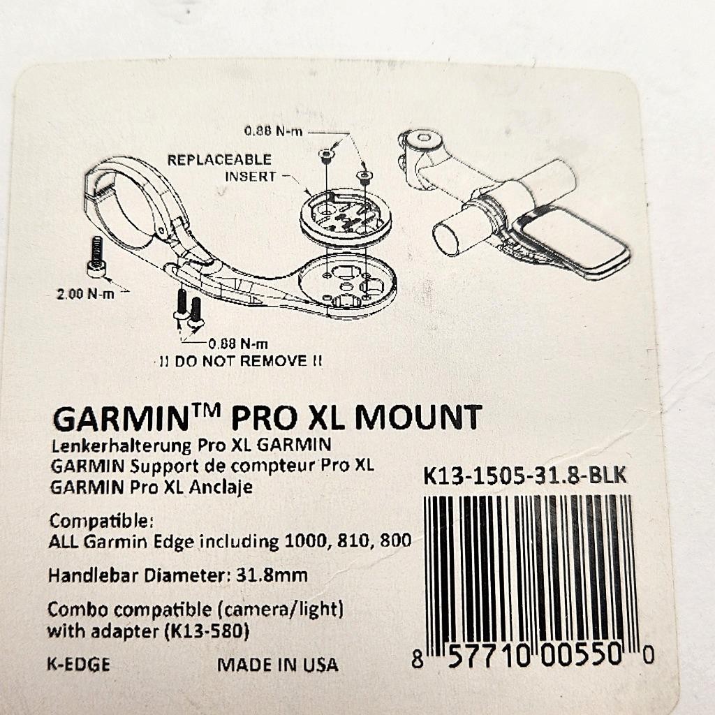 K-EDGE Garmin Pro XL Black Bicycle Computer Mount 31.8mm Handlebar