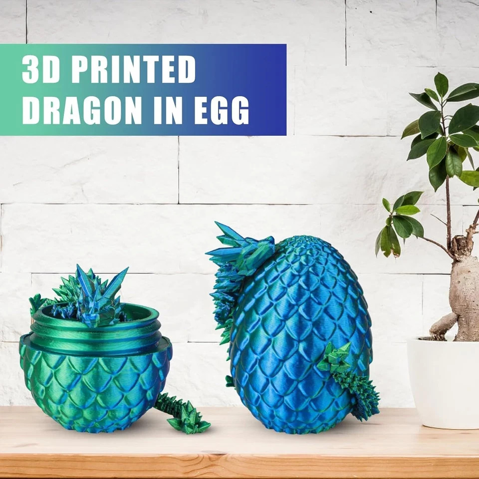 3D Printed Dragon Eggs with 12" Dragon Laser Green Dragon Egg Fidget Toy Gift