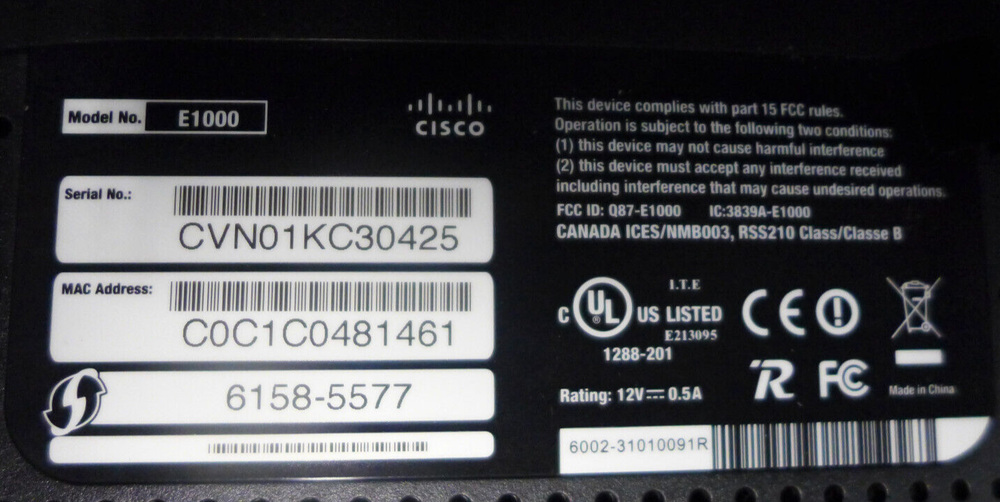 GENUINE Cisco Linksys Wireless Router 4-Port E1000-RM