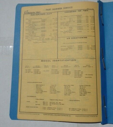 Chevy Part Numbers Book 1964 Impala Caprice 64